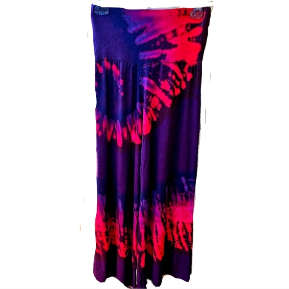 TIE DYE HW Palazzo Stretchy Rayon Pants *8 Colors Avail.*-OS NEW - Picture 1 of 9